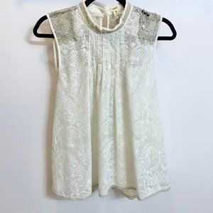 Anthro Tiny blouse white sequins medium